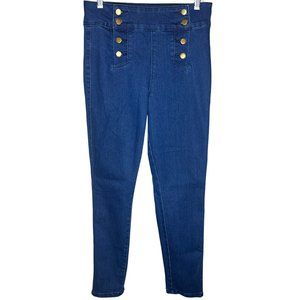 Forever 21 denim jeans US 29 CA 29 sailor jeans 8 buttons straight legs dark blu